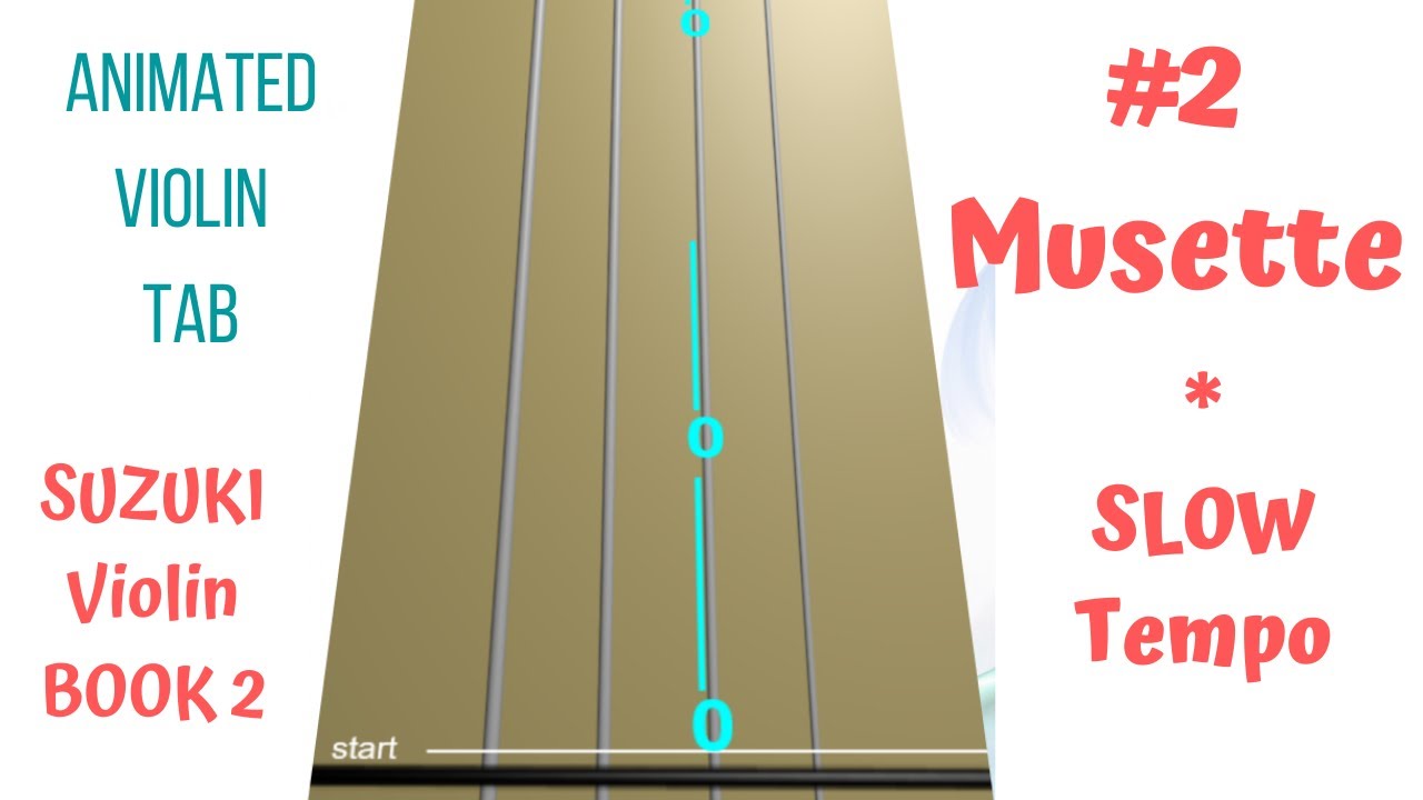 MUSETTE 🐑🌿 by J.S. Bach| Suzuki Violin Book 2| Song 2| SLOW tempo| Animated Violin TAB|  LIVE Violin