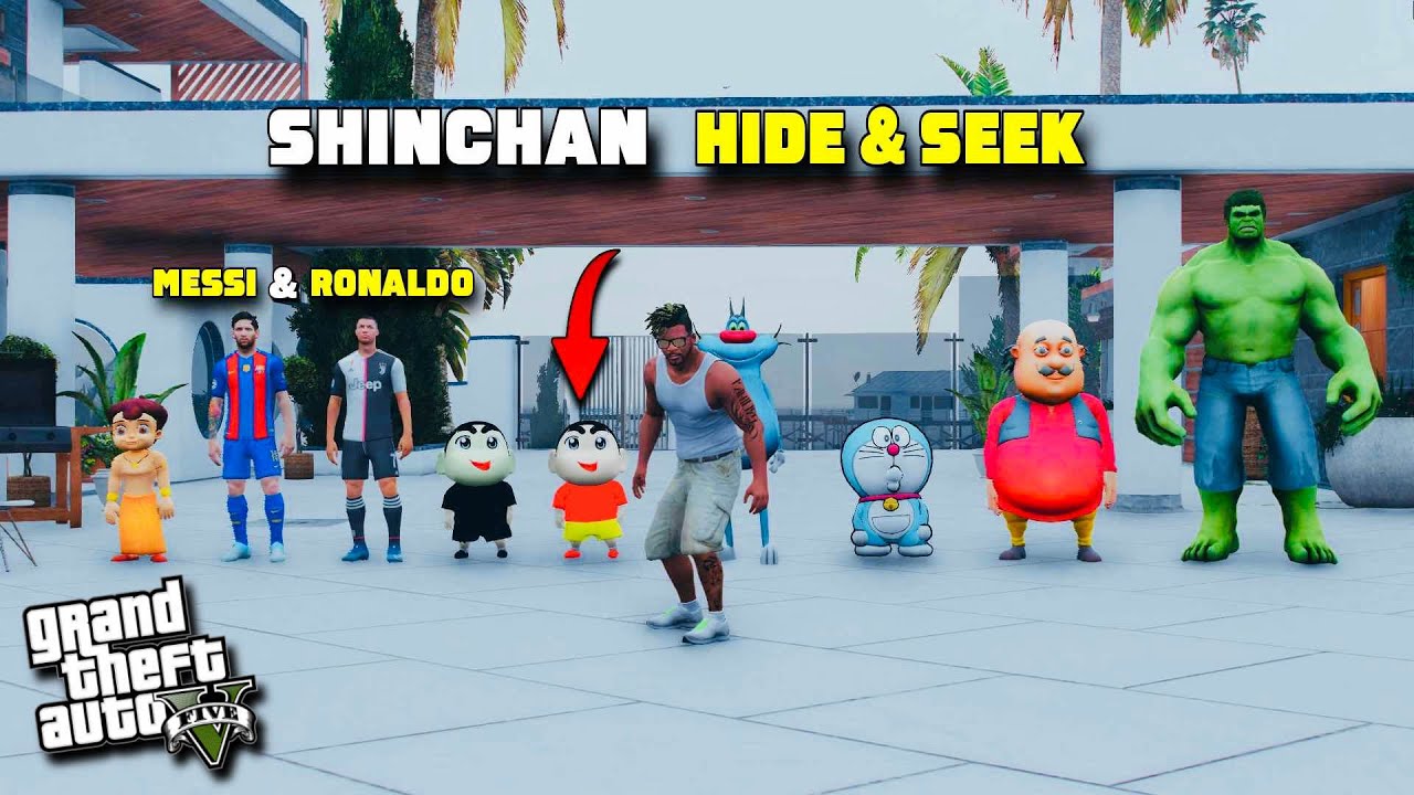 GTA 5: Shinchan Playing HIDE & SEEK With MESSI & RONALDO