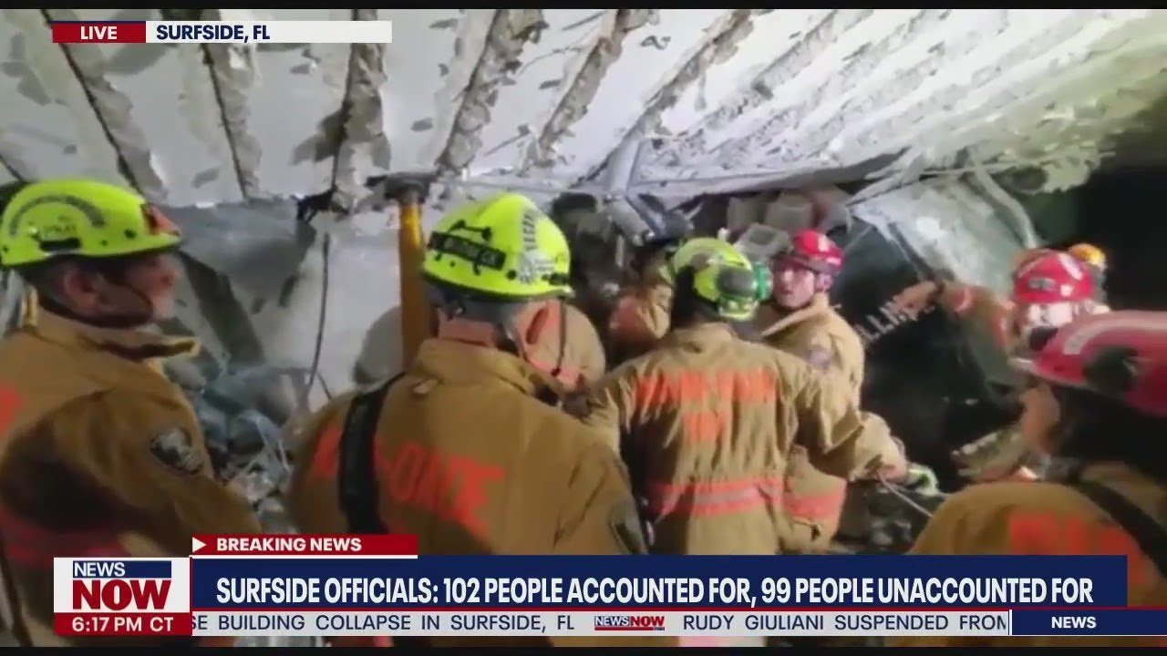 Florida building collapse: New video of rescue crews propping up building from basement