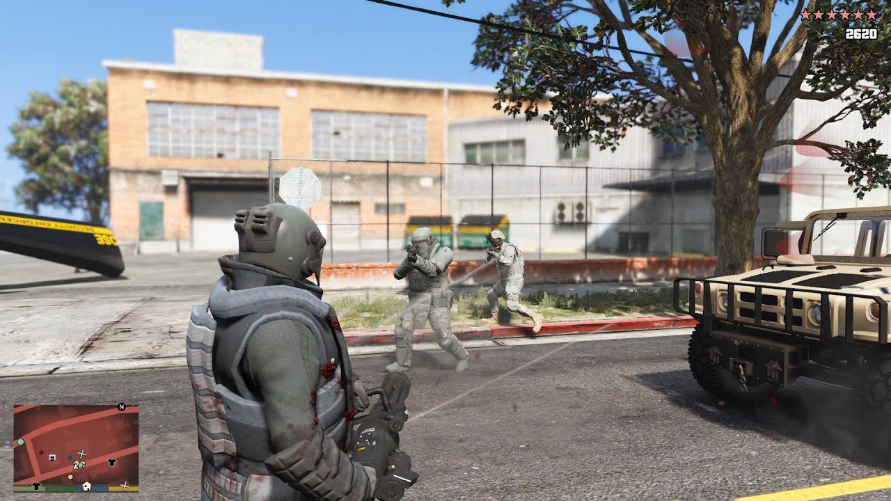 GTA V Paleto Bay Juggernaut Suit Minigun Rampage + 10 Star Escape [RDE 4.1.1]