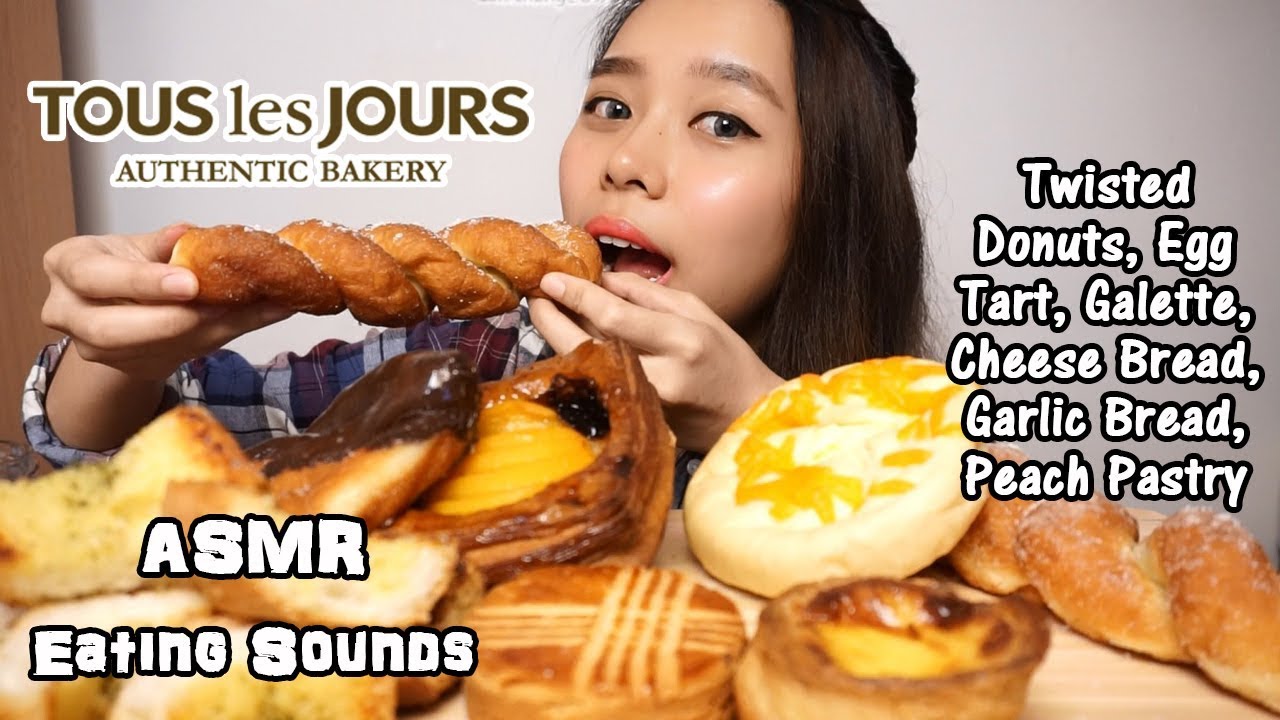 ASMR Assorted Pastries & Breads (Donuts, Egg Tart, & More) | Soft Crunchy Eating Sounds | No Talking