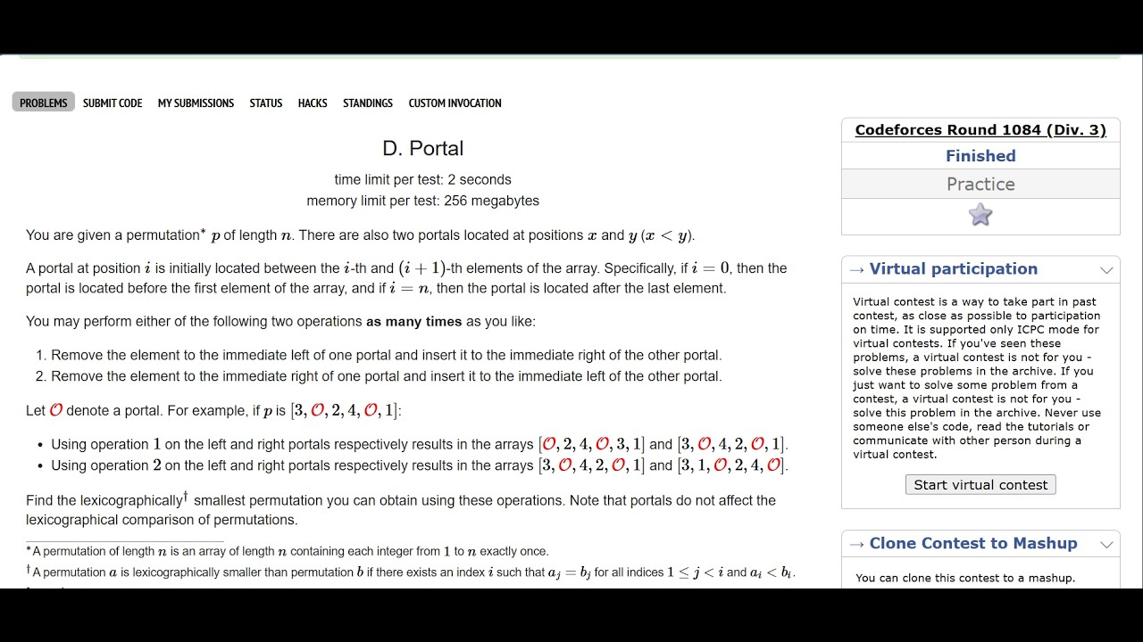 D. Portal | Codeforces Round 1084 (Div. 3)