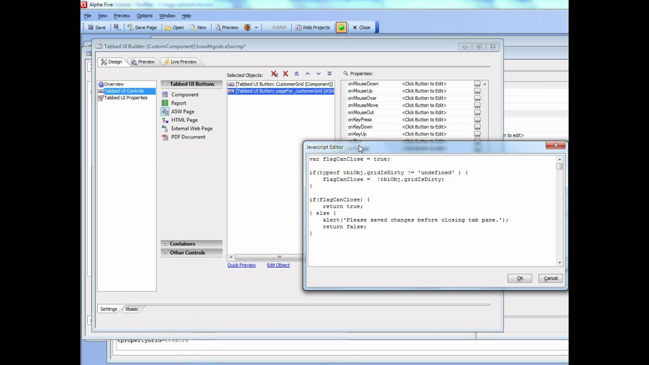 V11 Tabbed UI - Warning Before Closing a Tab Pane - Custom Coding Part 2