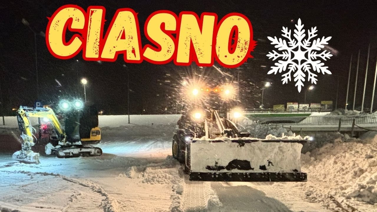 NOCNE ODŚNIEŻANIE  PARKINGU I YANMAR SV26  JCB 409 I ZAMOŚĆ