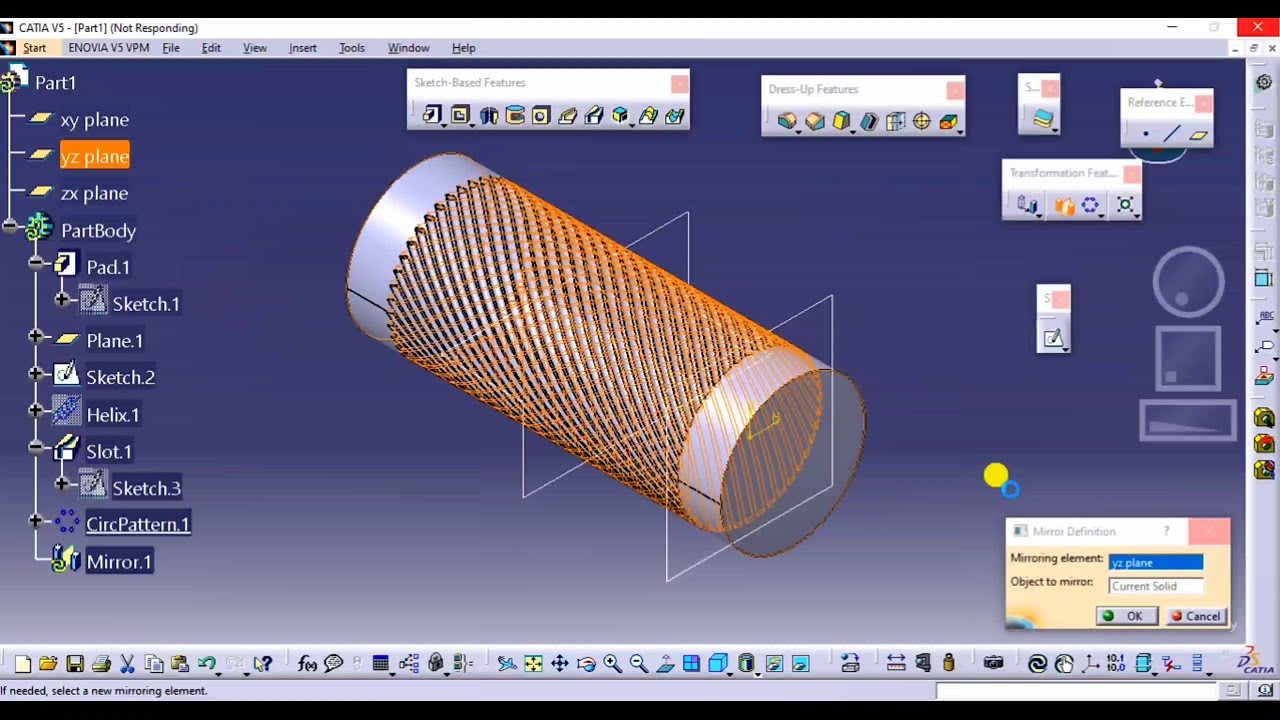 Knurling design#drawing#metallic rod#Catia#part design#3d design#catia part design#righttech_design
