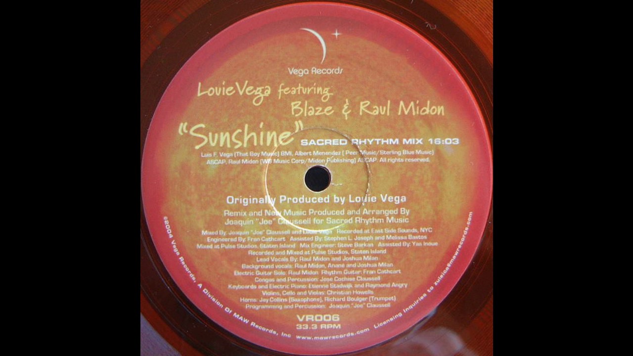 Louie Vega Present Blaze & Raul Midon - Sunshine (extended length sacred rhythm mix)