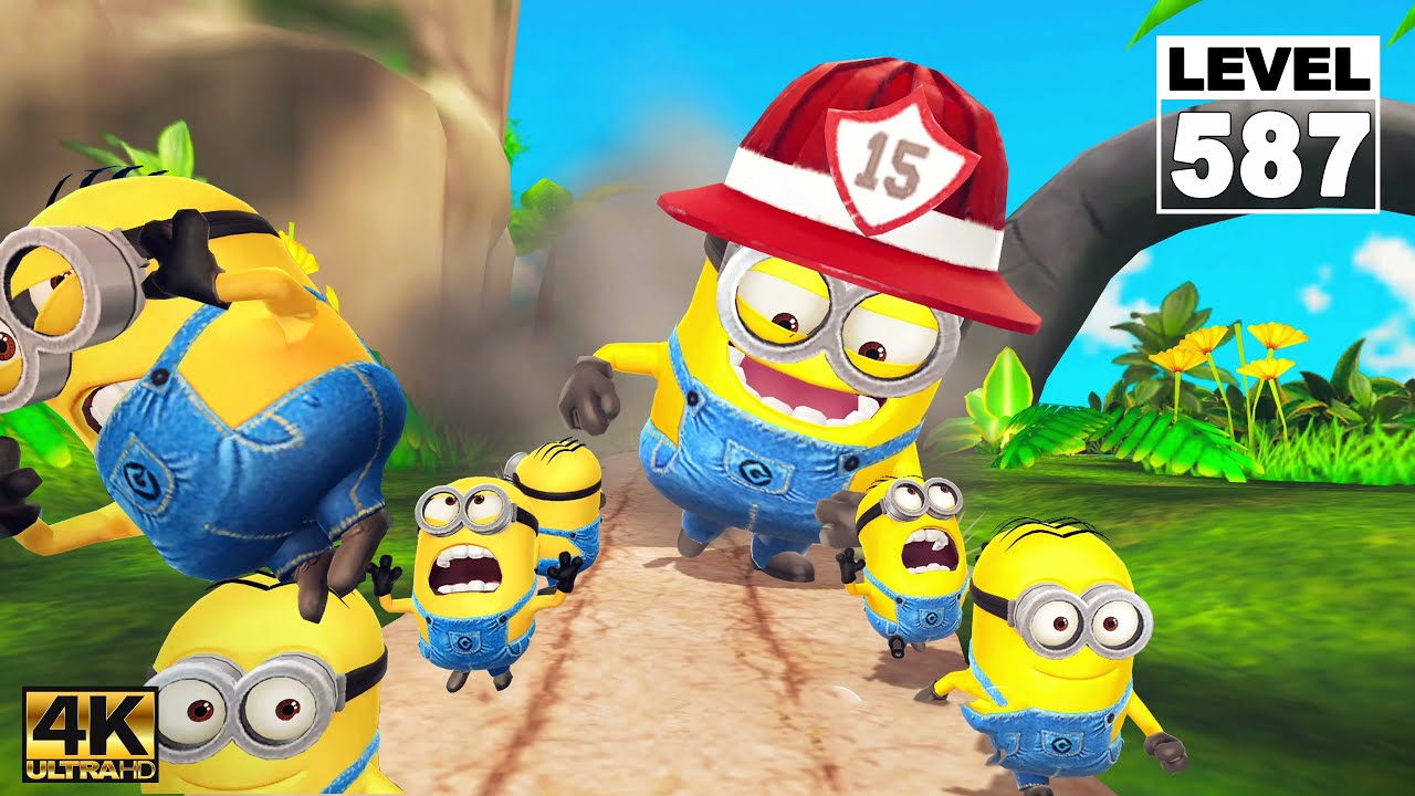 Minion Rush Firefighter Minion jump over obstacles 180 times at The Volcano | LV.587 EP#438 | 4K