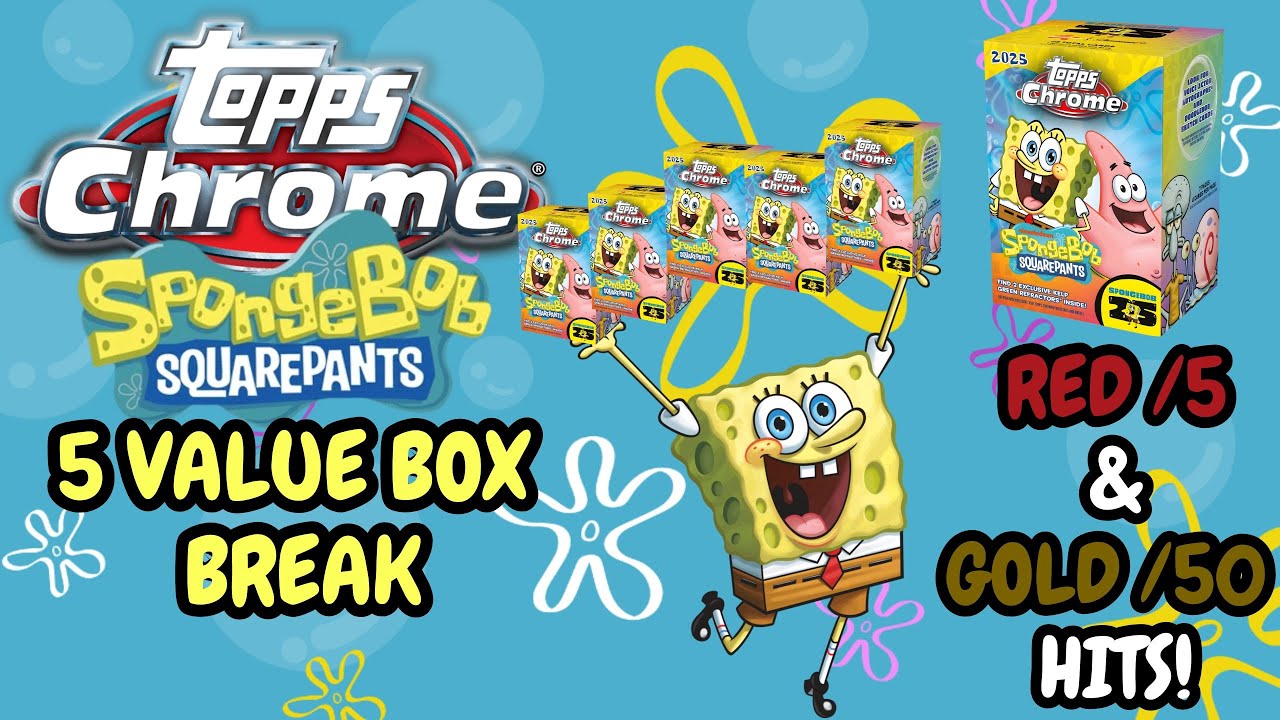 Наборы коллекционных карточек Topps Chrome Spongebob 25th Anniversary Value Boxes 2025 года — кра...