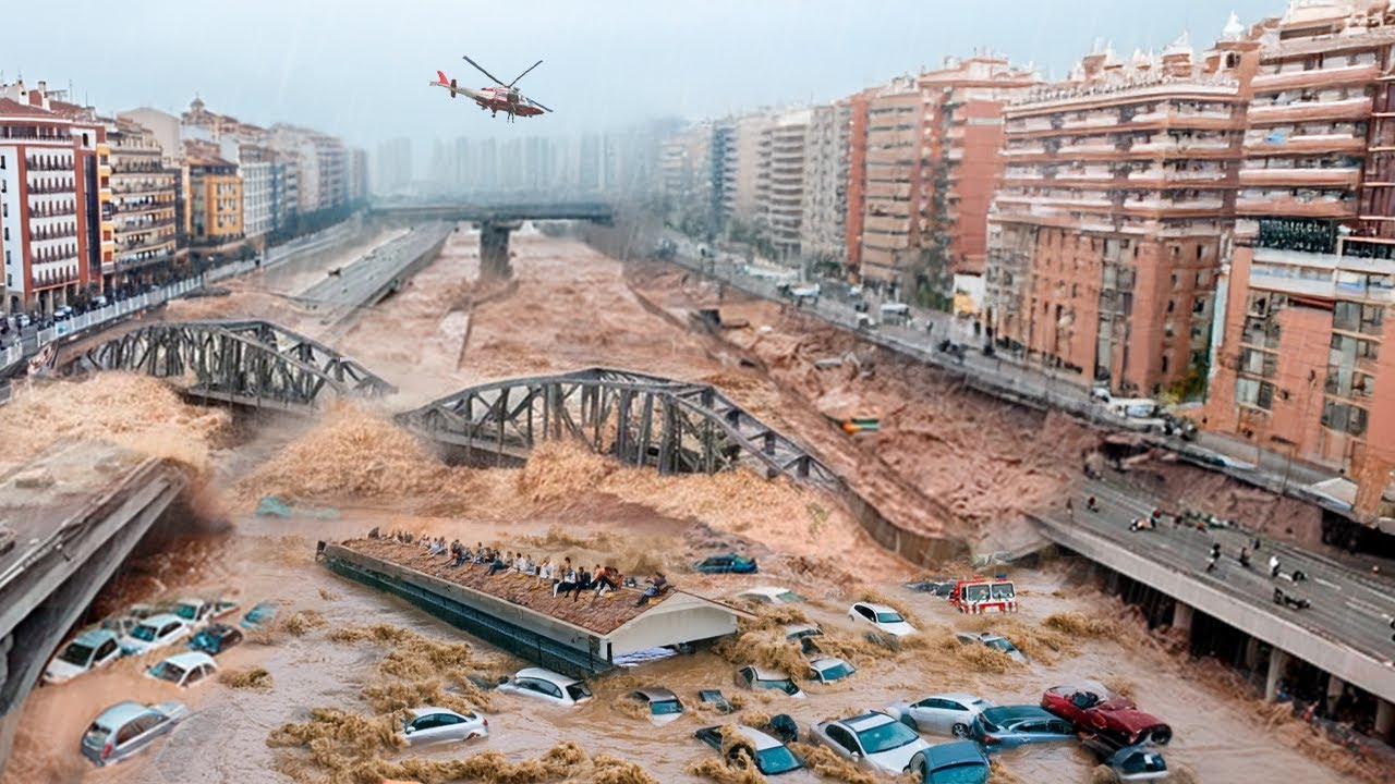 Массовая эвакуация в Испании! Внезапное наводнение в Мурсии и Валенсии превратило улицы в реки