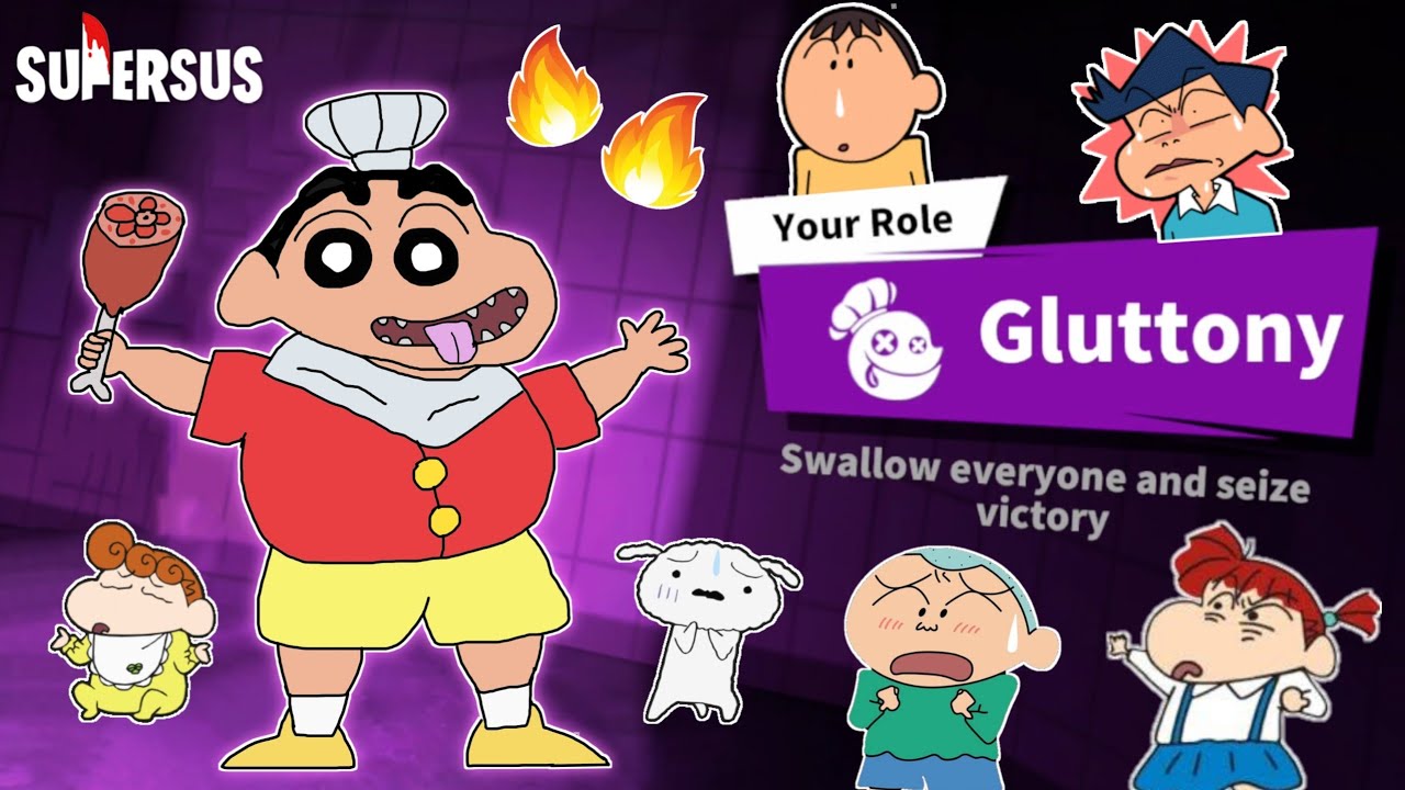 Shinchan became gluttony in super sus 😱🔥 | shinchan and his friends playing among us 3d 😂 | funny