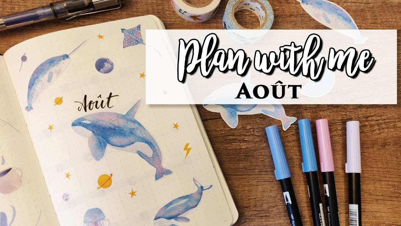 Plan With Me : Août 2019 (Animaux marins) | Bullet Journal Setup 🐺