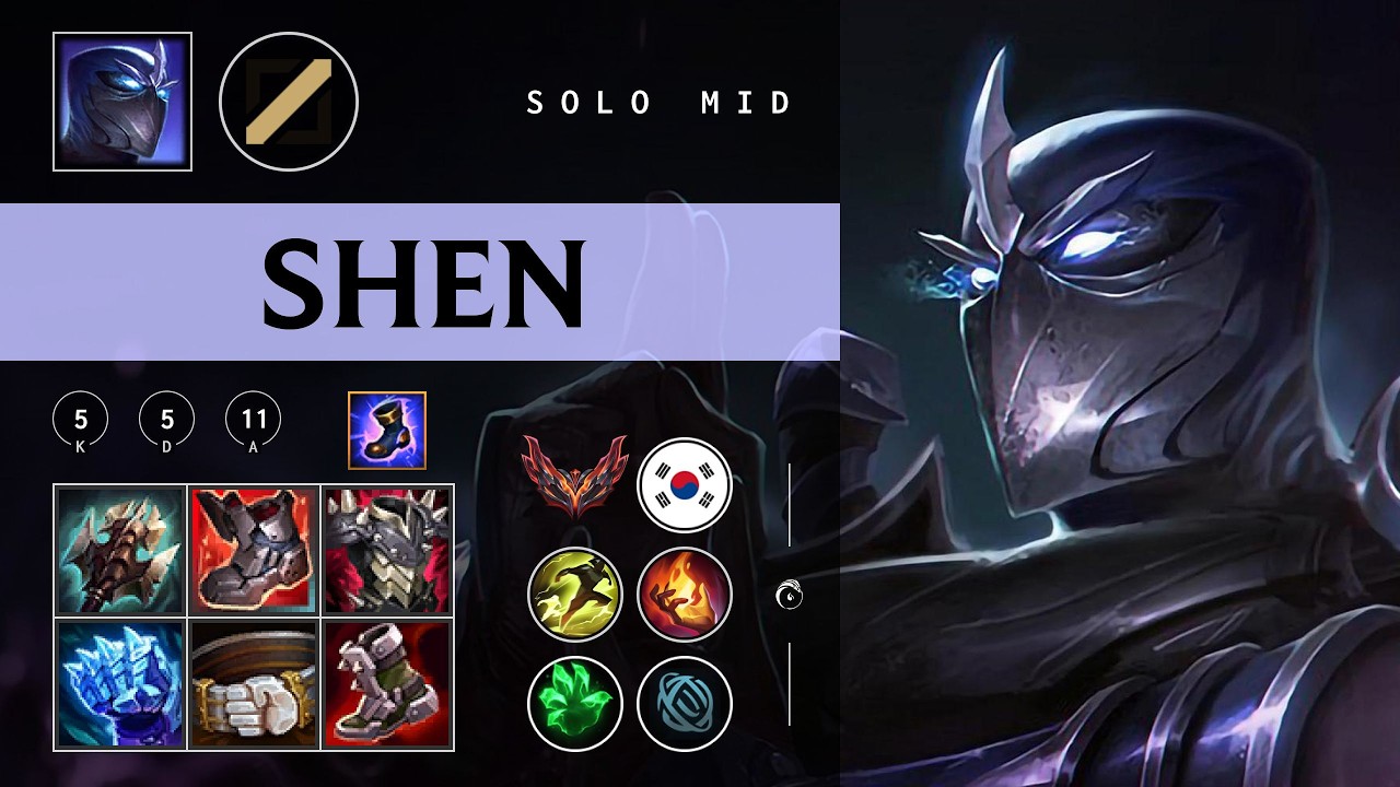 Shen Mid vs Qiyana - KR Grandmaster Patch 26.05
