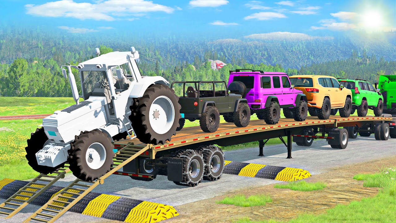 Flatbed Truck Mcqueen | Transportation with Truck - Pothole vs Car #22- BeamNG.Drive