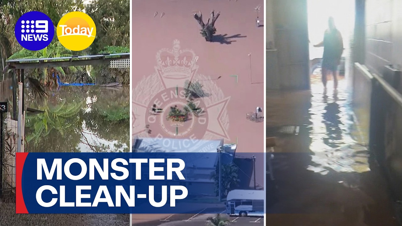 Monster clean-up for Queensland as floodwaters begin to recede | 9 News Australia