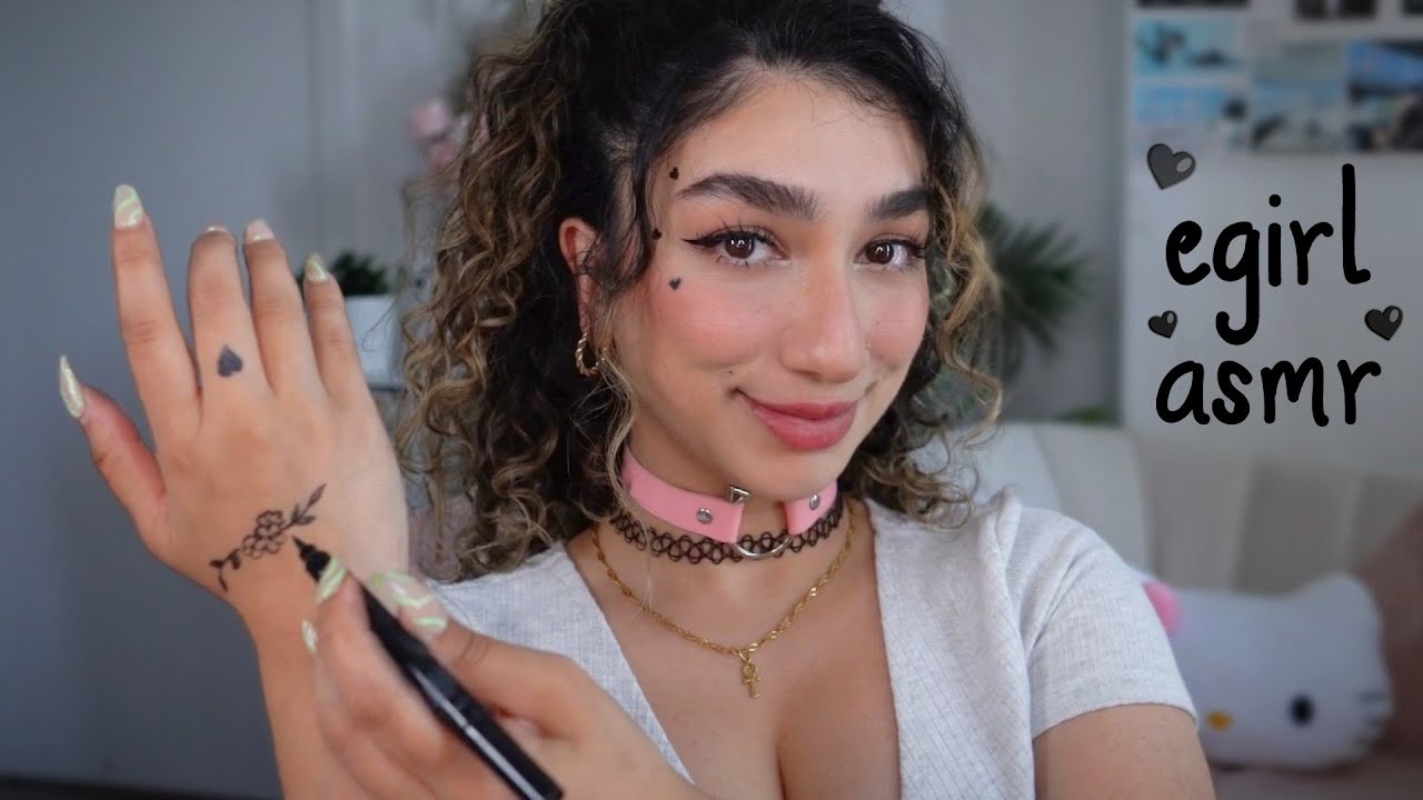ASMR • cute egirl in class tattoos your face 🖤