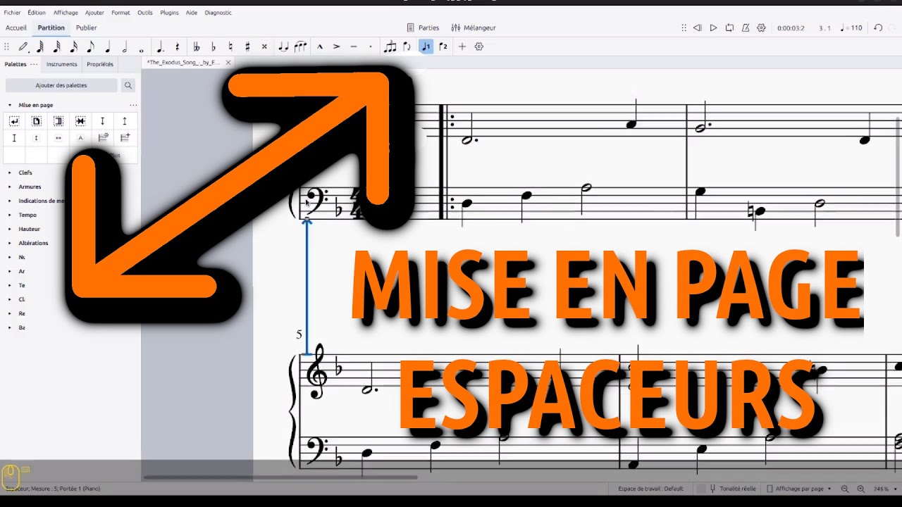 Mise en page simple avec les espaceurs dans MuseScore