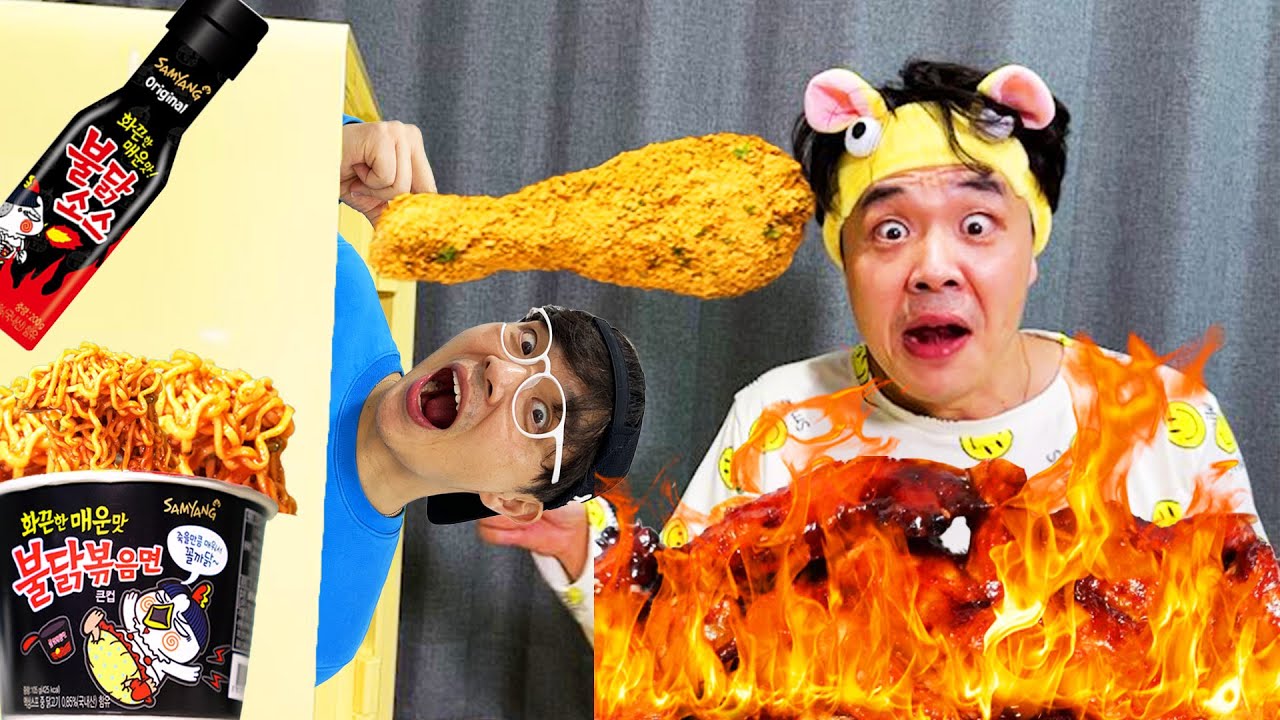 MUKBANG 먹깨비의 라면 치킨 햄버거 편의점 불닭볶음면 먹방 SPICY CHICKEN noodle  CUP NOODLES Chicken Convenience Store Food