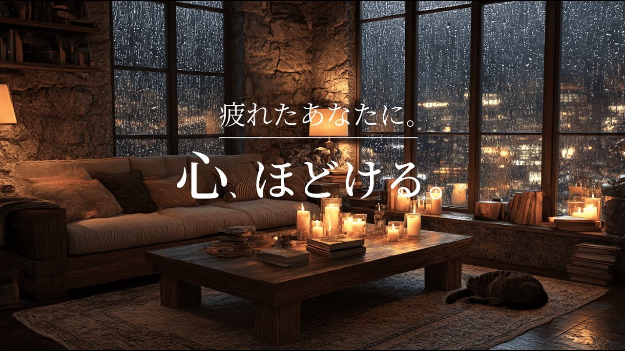 【夜の癒しBGM】雨音と灯火に、溶けていく夜。｜Melting into Rain and Candlelight – Cozy Rainy Night Lo-Fi 🕯️🌧️