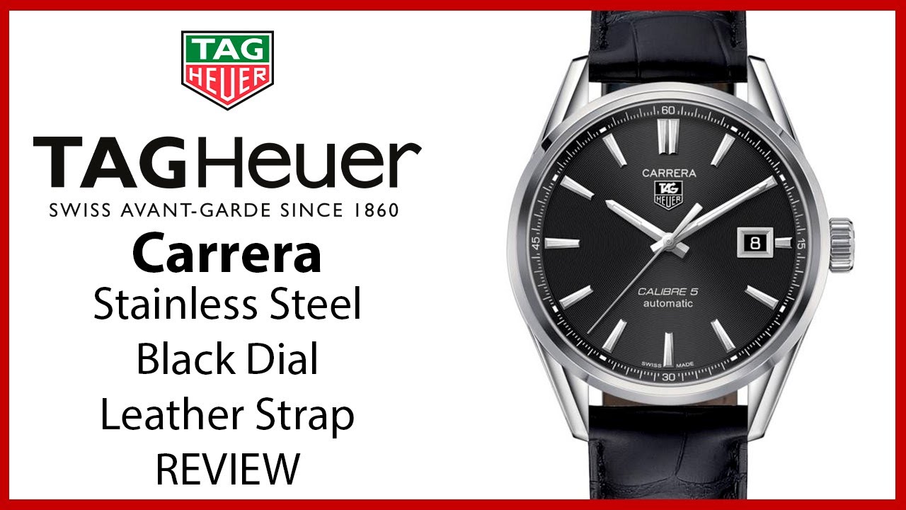 ▶Tag Heuer Carrera из нержавеющей стали с черным циферблатом и черным кожаным ремешком — ОБЗОР WA...