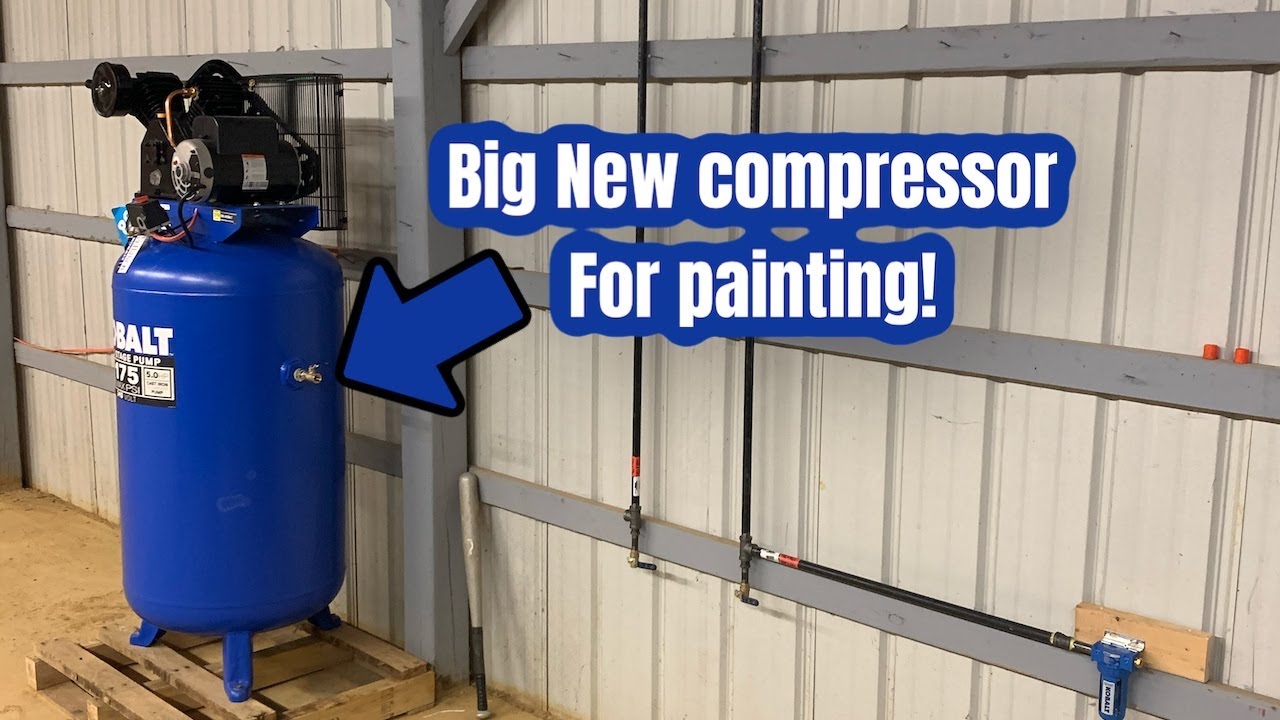 Installing New Kobalt 80 gallon air compressor and air lines! (Shop upgrades Pt. 1)
