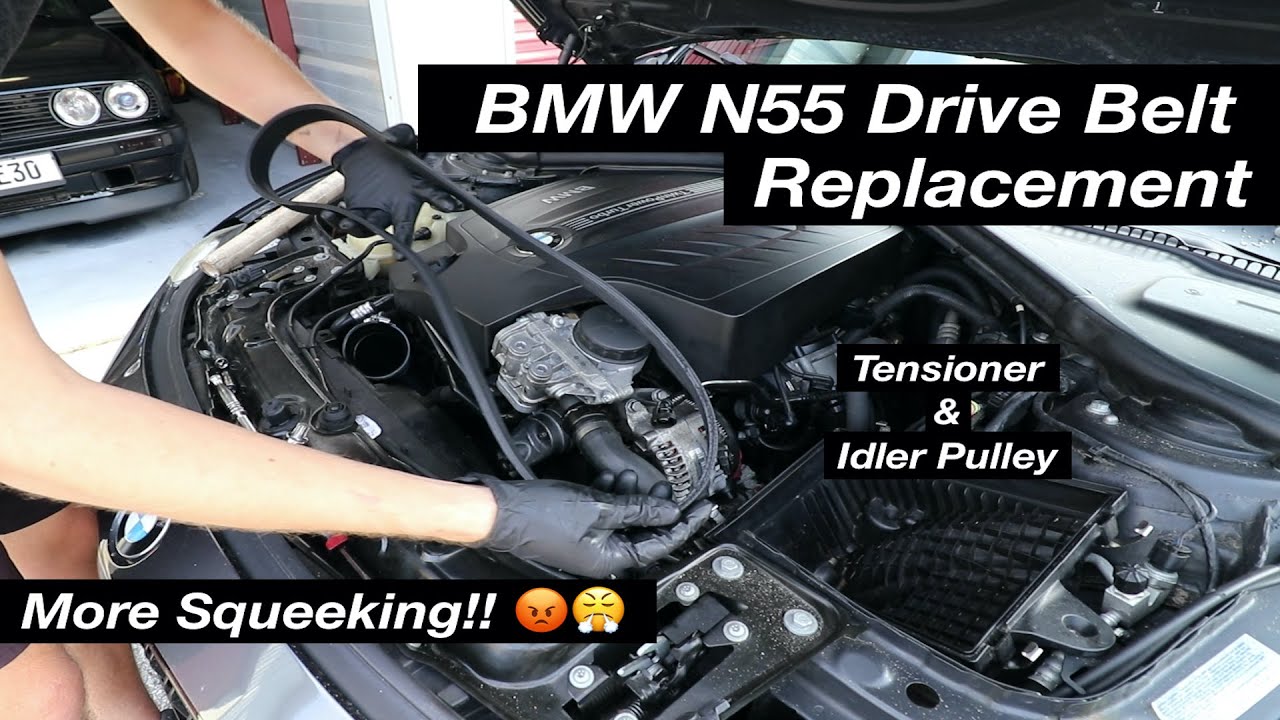 Замена приводного ремня, натяжителя и ролика натяжного ролика BMW N55 (F30)
