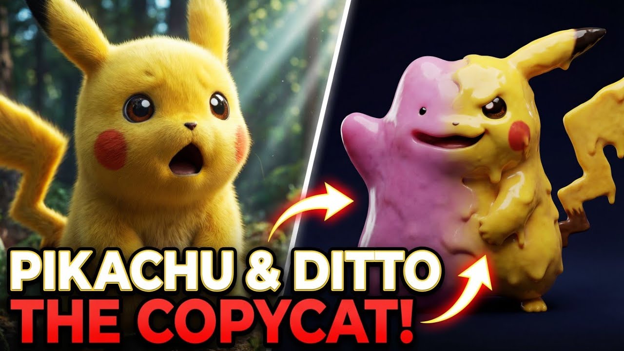 Pikachu Meets Copycat Ditto 😱⚡ You Won’t Believe the Transformation! #pikachu #ditto 
