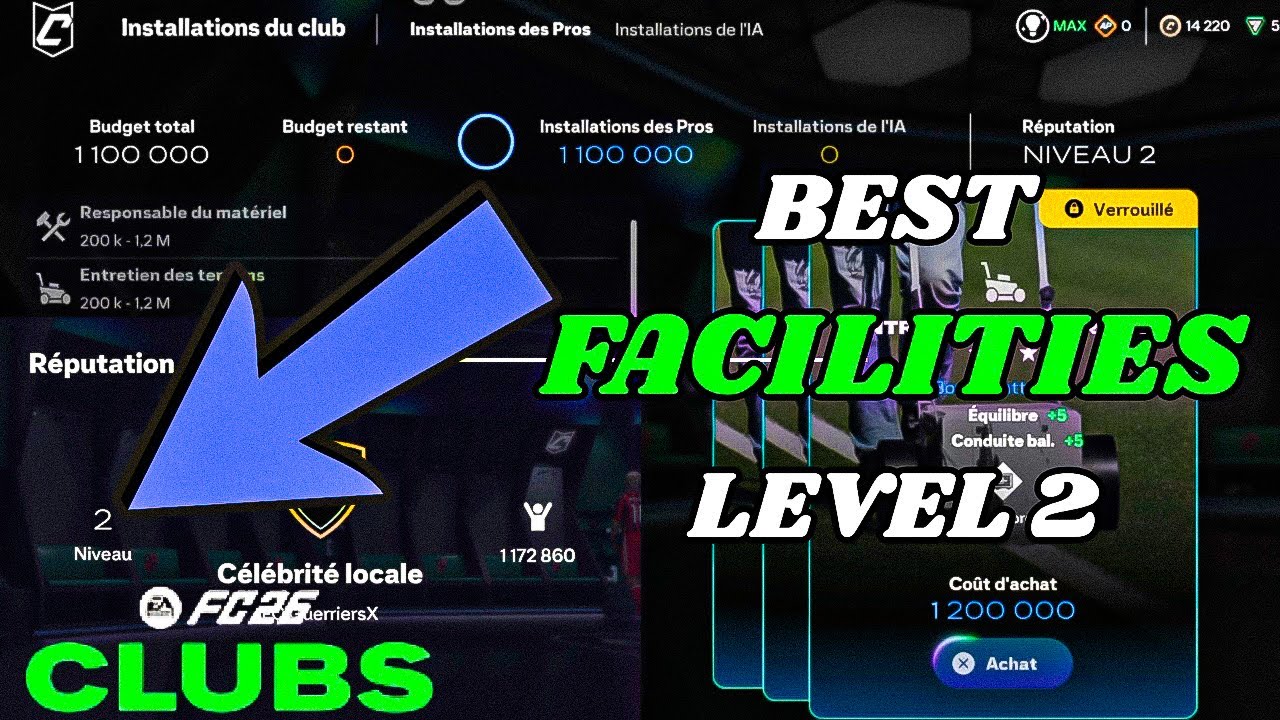LES MEILLEURES INSTALLATIONS À METTRE AU NIVEAU 2 EN CLUB PRO ! (FC26)