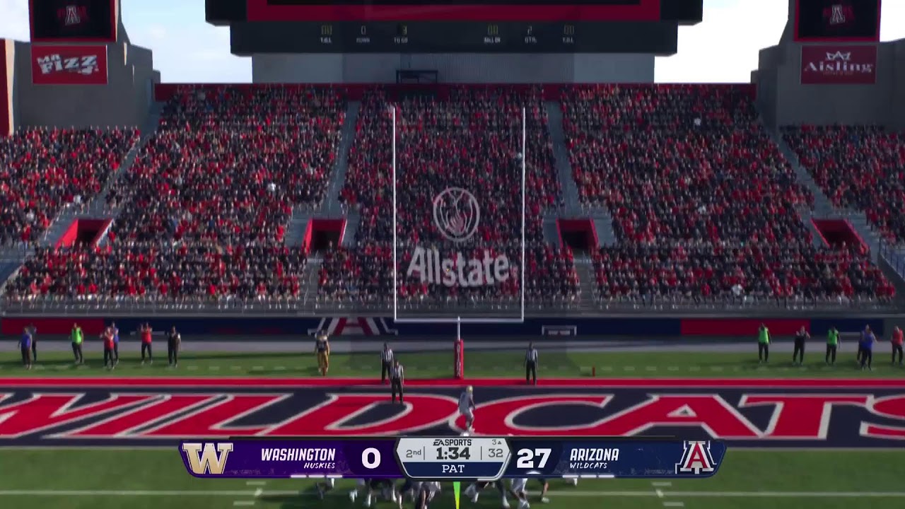 College Football 26 Washington vs. Arizona Gameplay
