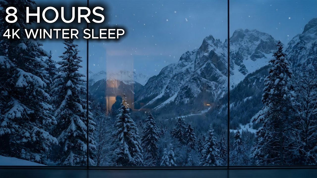 Cozy Winter Cabin Ambience | Heavy Snowfall & Howling Wind (8 Hours, 4K)