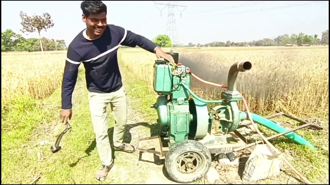 diesel engine ko borwell par set Kiya 🛠️😀 #agriculture