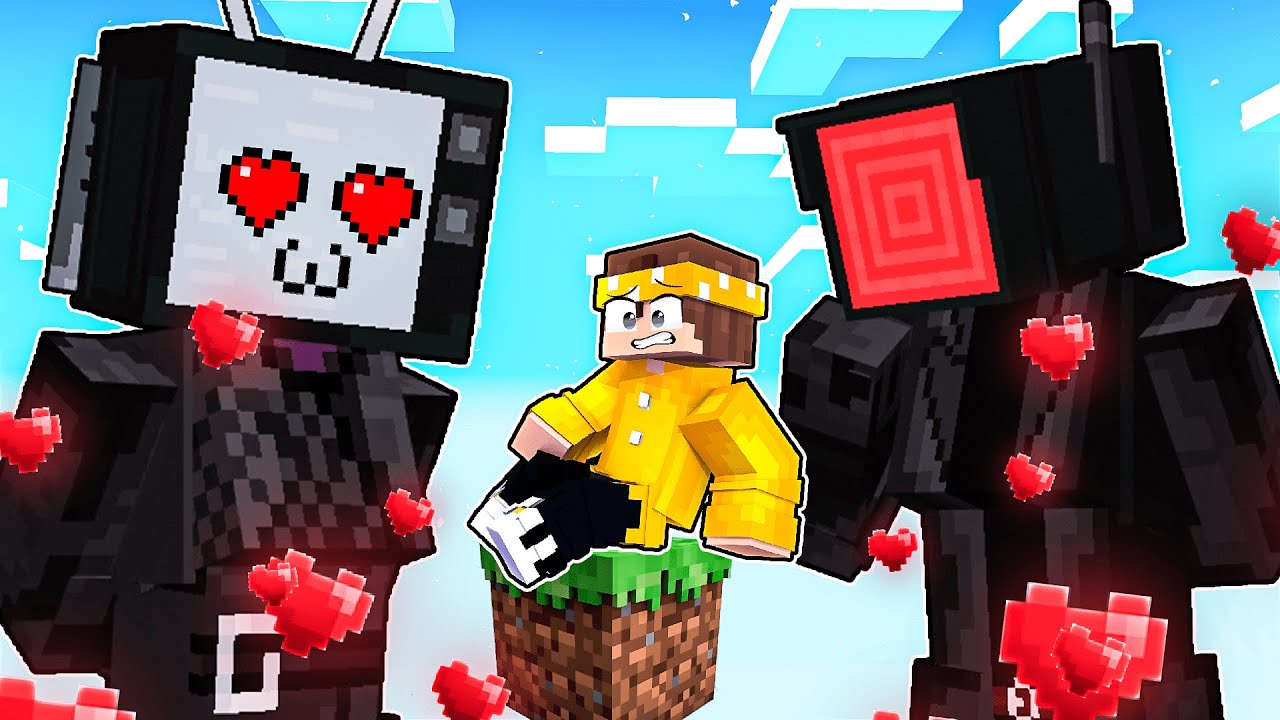 JOGANDO com a TV WOMAN e a CAMERA WOMAN em APENAS um BLOCO no Minecraft