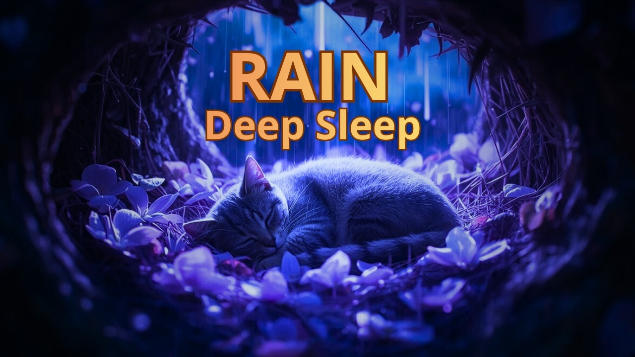 Cat Purring & Gentle Rain on Leaves 🌧️ Forest Sleep Ambience (1 Hour, No Music)