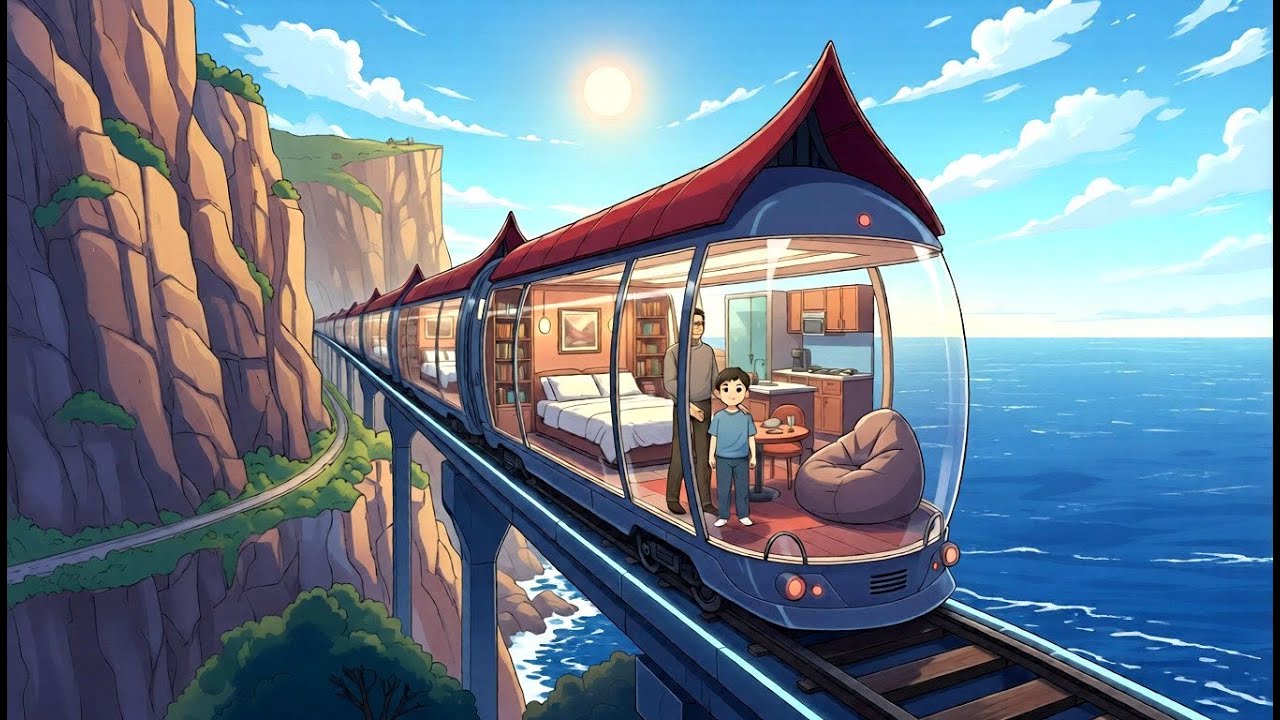 Cozy Home on a Train | A Dream Journey with my Dad | Animation & Studio Ghibli Style