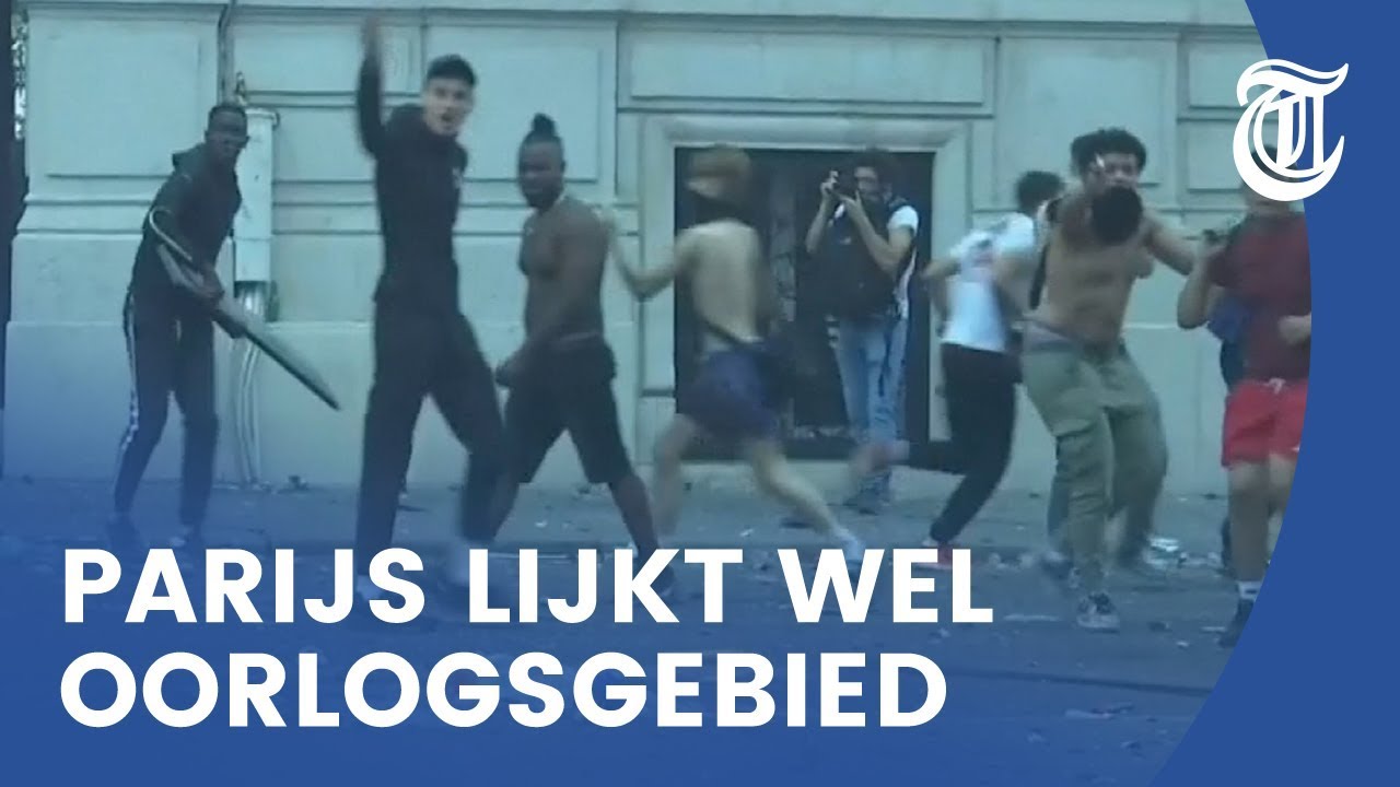 Rellen en chaos na WK-feest in Parijs