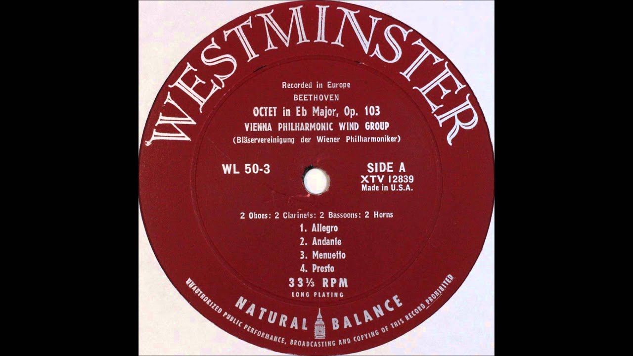 Beethoven, Octet Op 103 , Vienna Philhamonic Wind Group