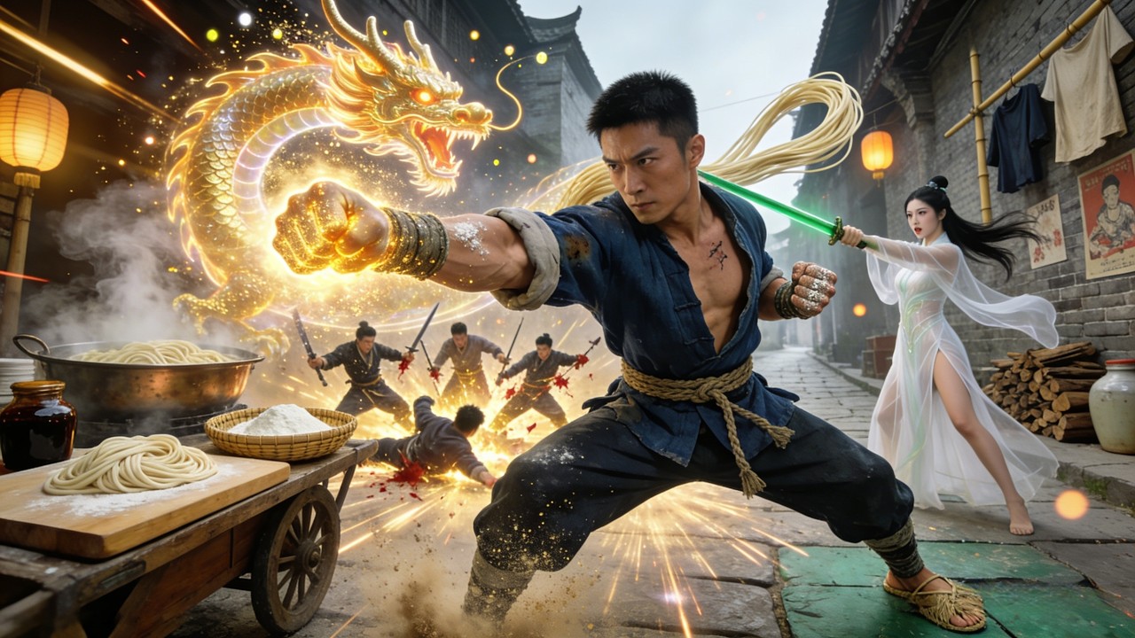 Sa Araw, Noodle Master; Sa Gabi, Hari ng Suntukan! Isang Suntok Lang, Takot Lahat ng Masters!