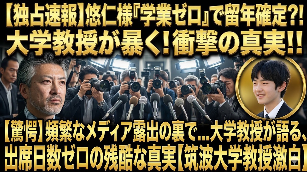 【筑波大教授が指摘】悠仁さま「出席ゼロ」で留年危機説浮上　相次ぐメディア露出の陰で「学業専念」に広がる疑問【海外の反応】【皇室】