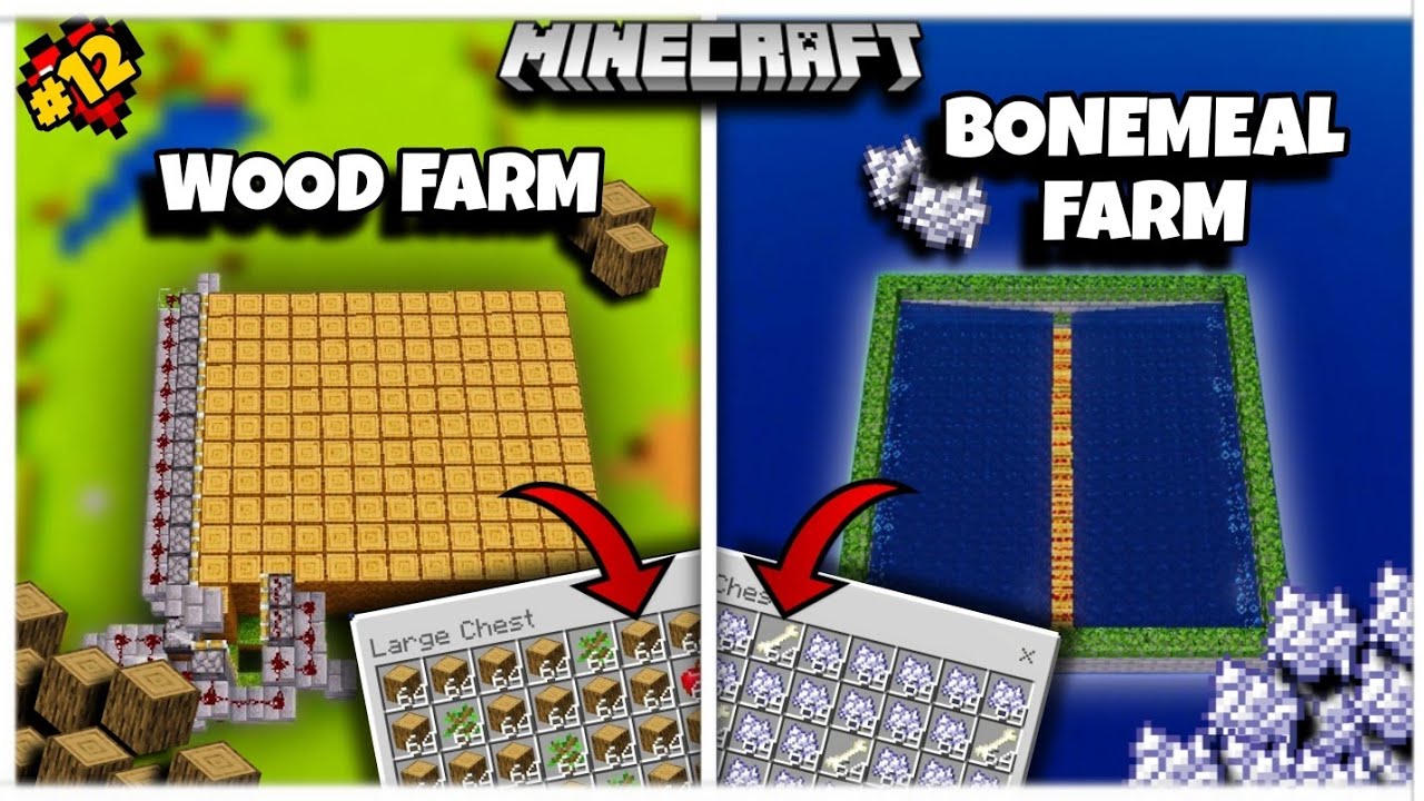 I Made The Best 🤯 WOOD & BONEMEAL FARM In My Survival World | Minecraft PE/Bedrock | #12 |