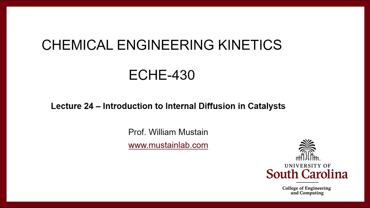 ECHE 430 - Lecture 24 - Introduction to Internal Diffusion in Catalysts