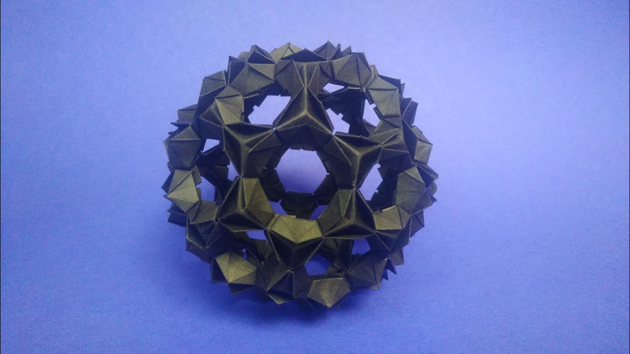 Origami Kusudama Nanocarbon.How to make origami kusudama with paper.