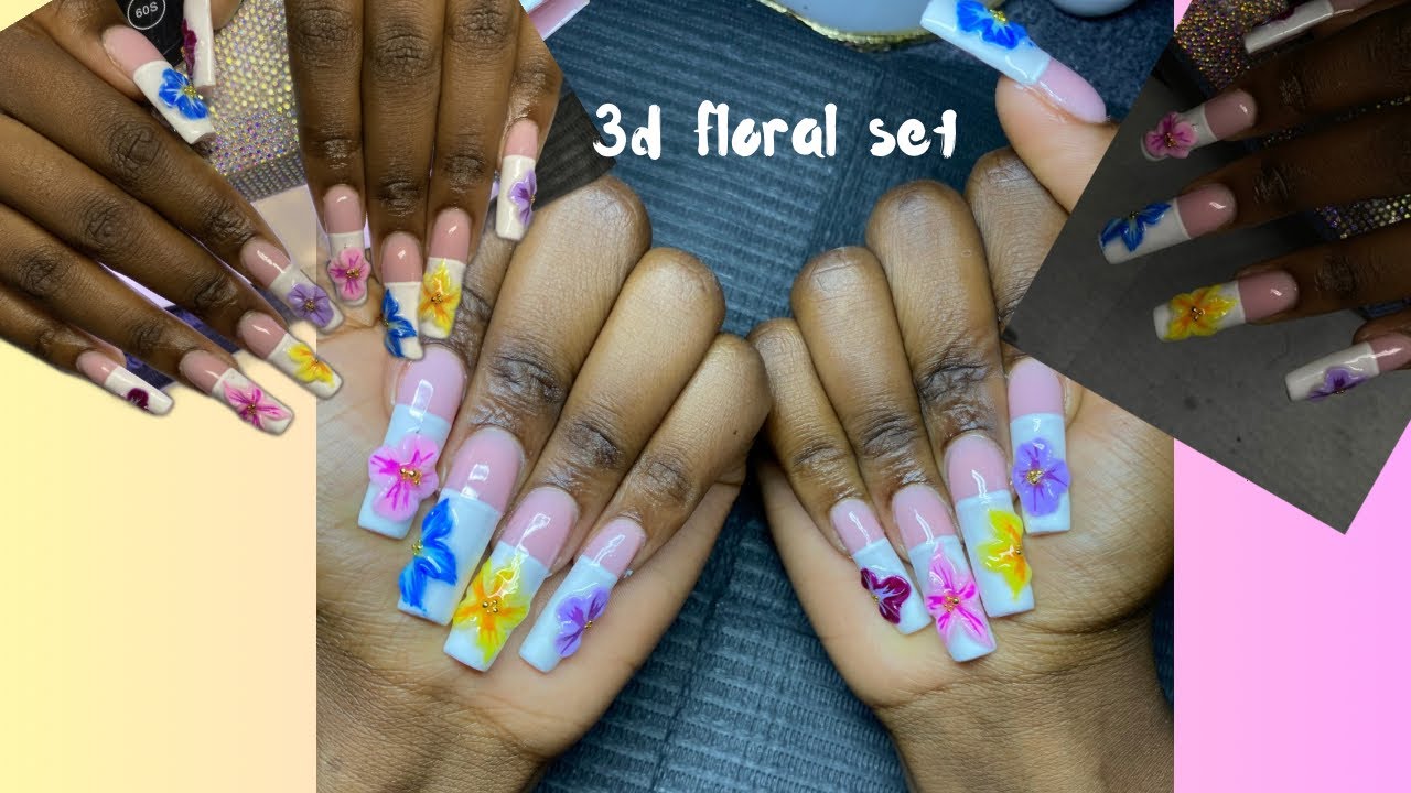 3d floral set |3d flowers | bright colours 💅🌸🌼🌹
