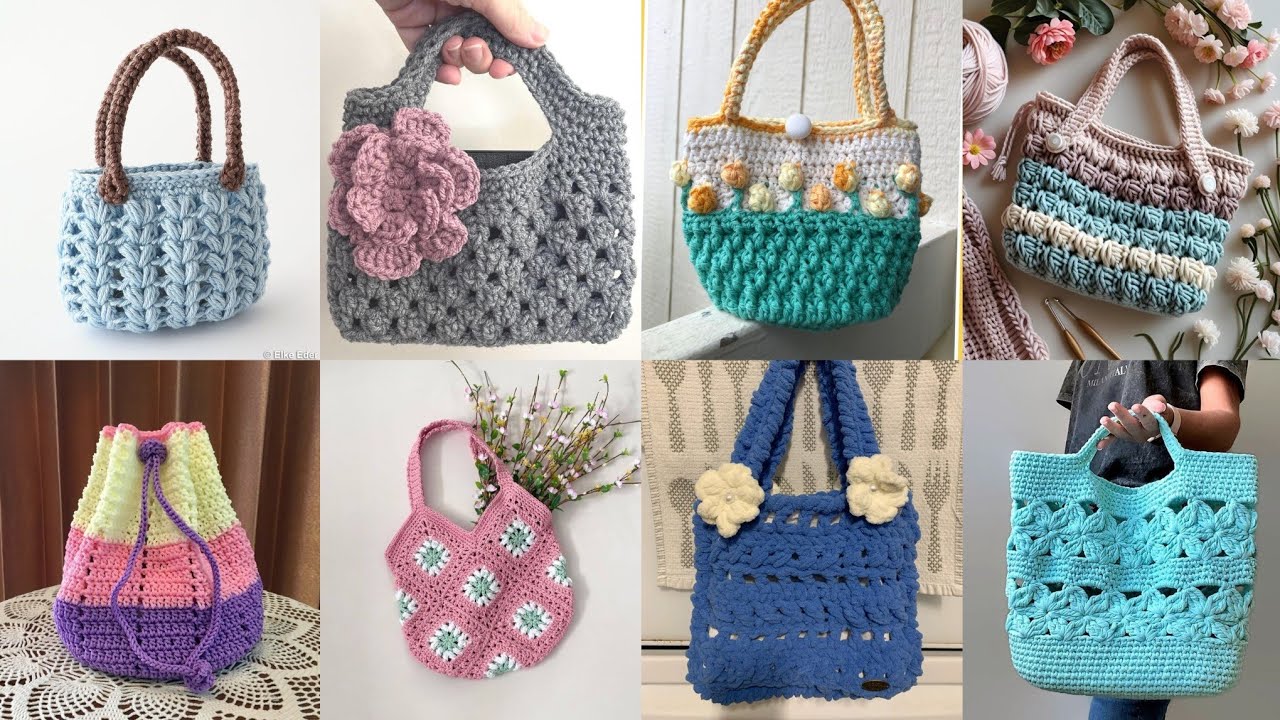 Attractive Stylish Free Crochet Patterns Crochet 🧶 Handbags Embroidery Designs For Woman's 