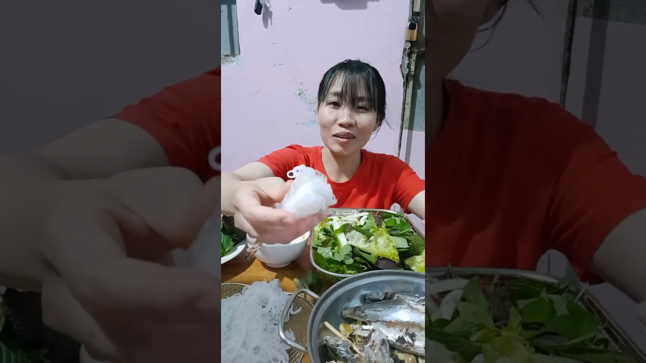 Cá nục hấp Cuốn bánh tráng.#CuongNguyen# monanmoingay.