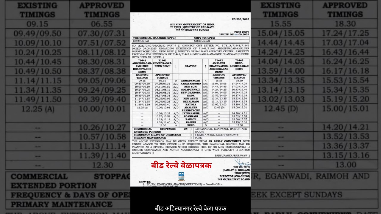 Beed Railway Time Table #beed #beedrailway #travel #beednews #Beedtrain #shorts #viralshorts #beed