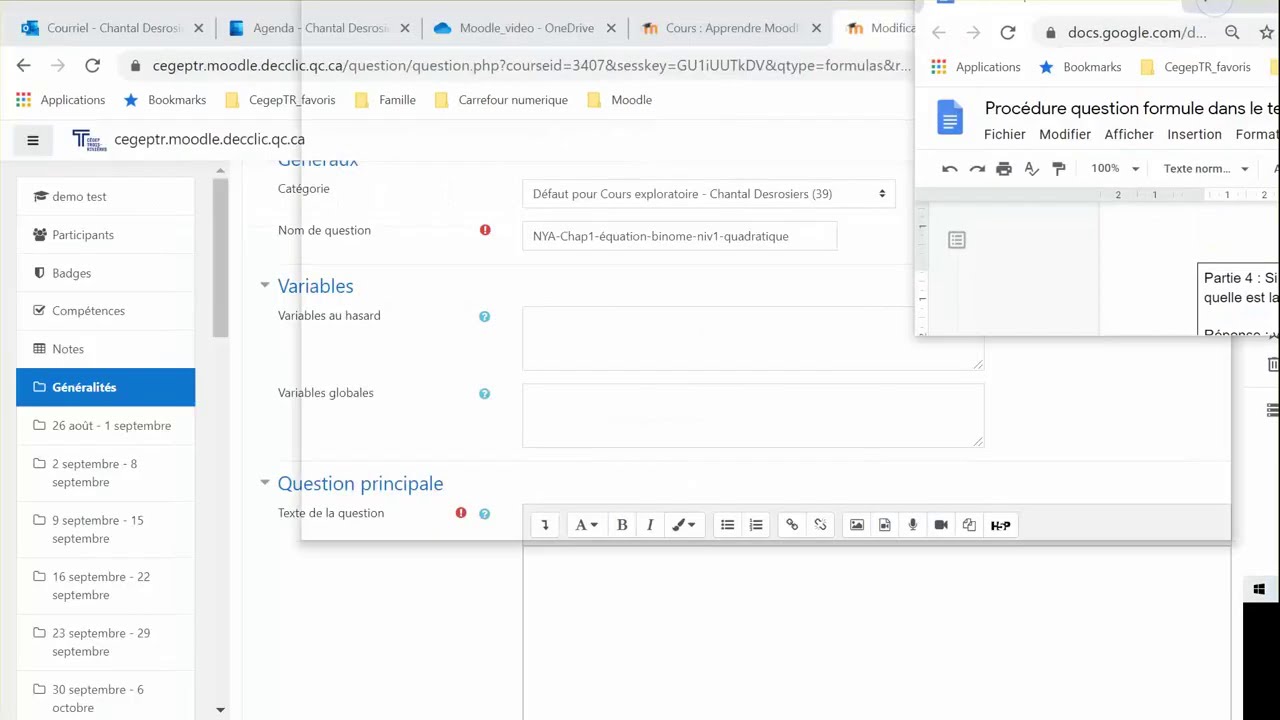 Comment ajouter une question formule dans un test en ligne de Moodle ?