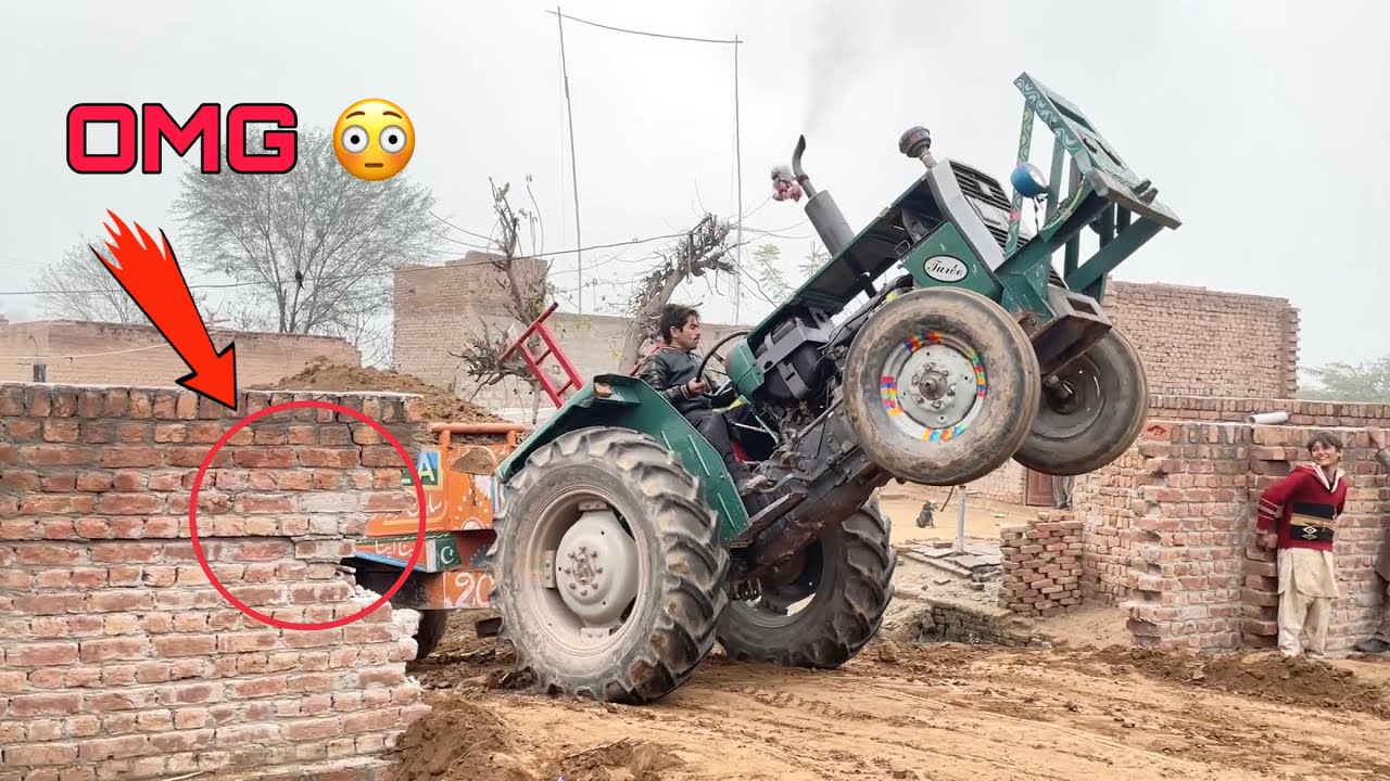 MF 260 Tractor Fail Complications Crazy Driver Hit Trolley and Broke Wall