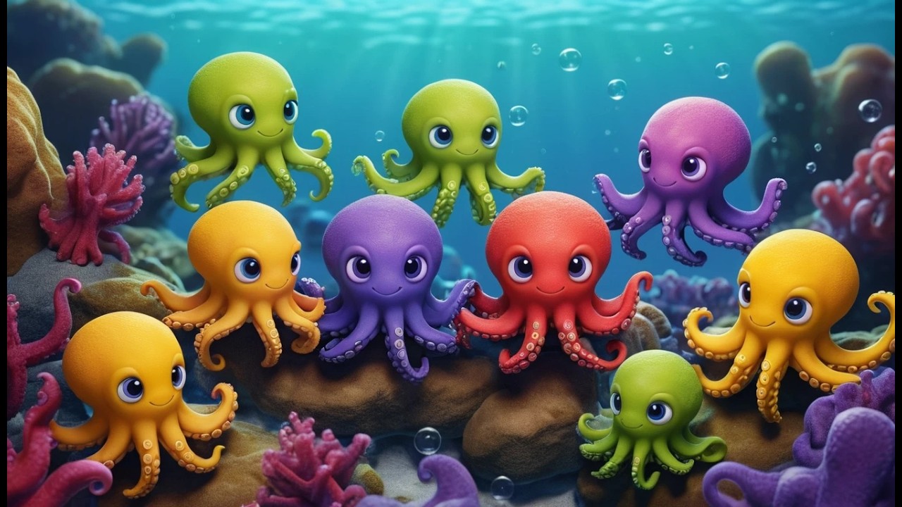 Vijf Kleine Octopussen Bewegen, Bewegen, Bewegen | Onderwater & Tellen Kinderliedje