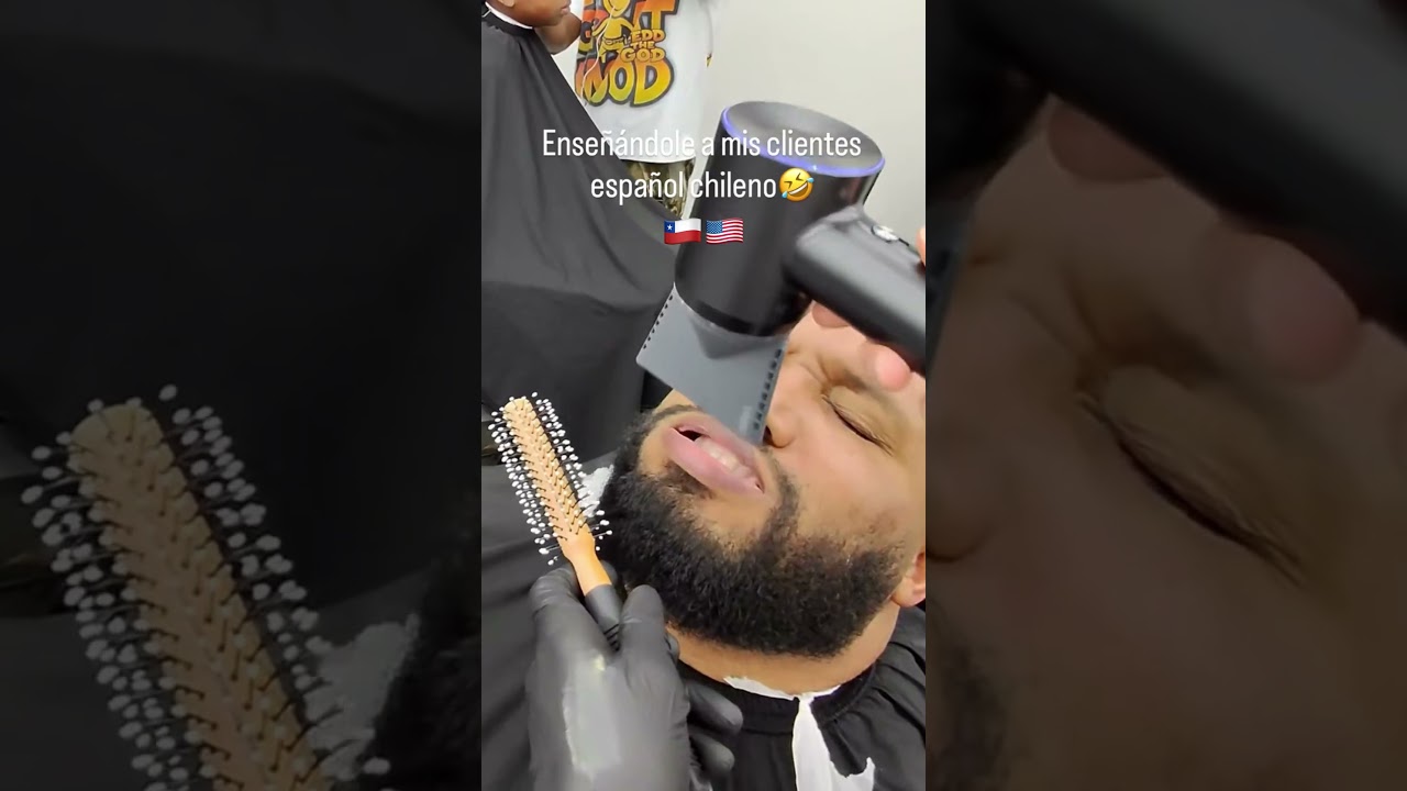 Ense&ntilde;ando espa&ntilde;ol chileno a mis clientes 🤣 y te dejo este proceso para hacer una barba clean