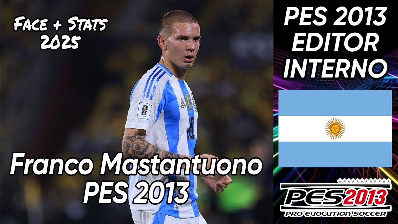 Face Franco Mastantuono (Real Madrid - Argentina) en PES 2013 | faces y stats 2025.
