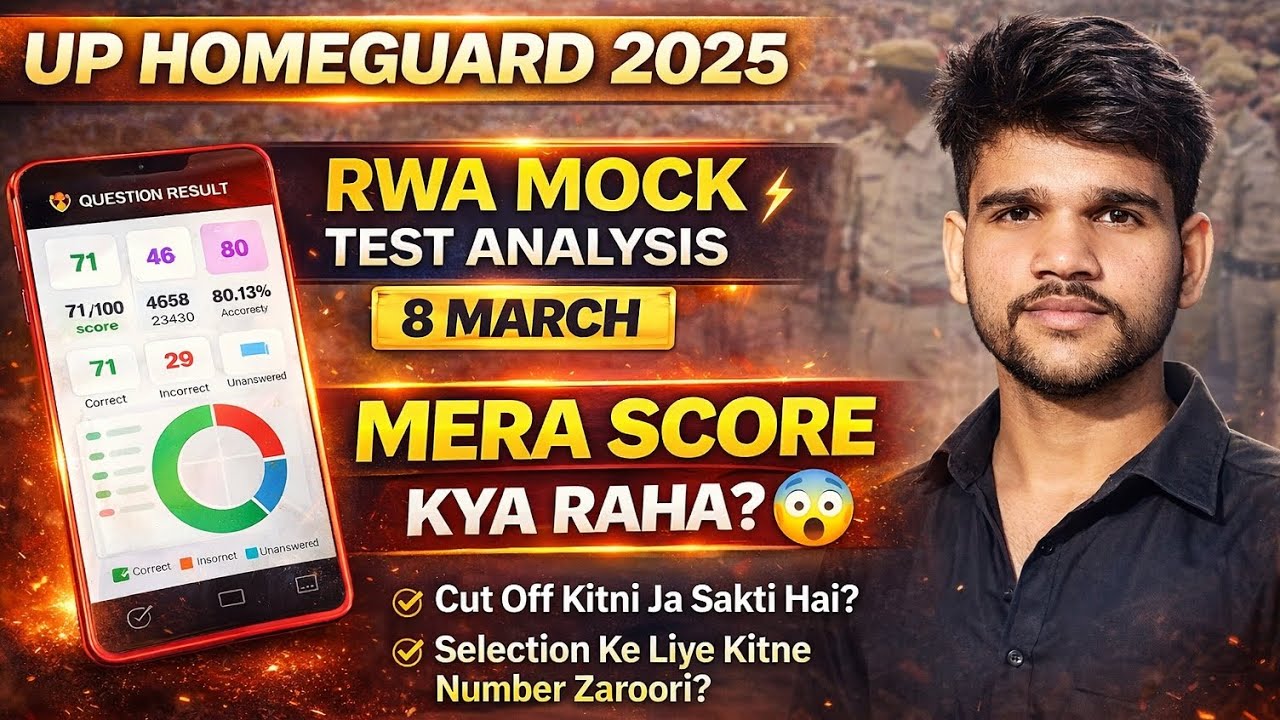 UP Homeguard 2025 RWA Mock Test 8 March | Mera Score Kya Raha? Cut Off & Selection Analysis